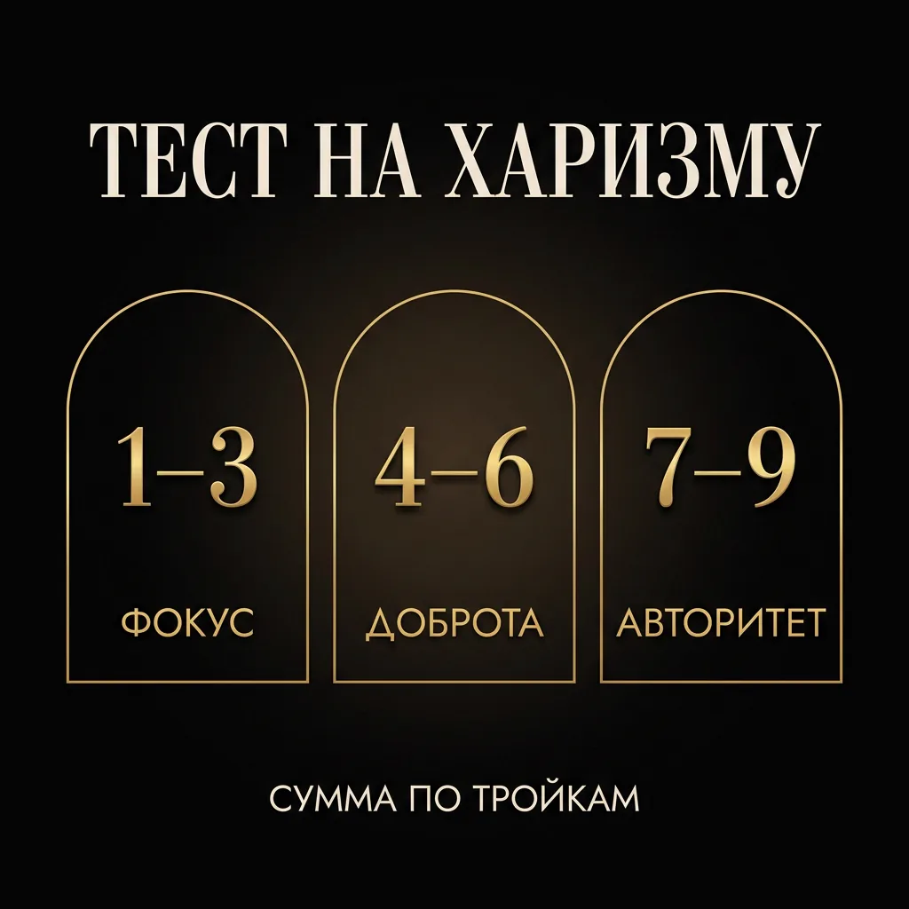 Тест на харизму: утверждения 1–3 — харизма фокуса, 4–6 — доброты, 7–9 — авторитета