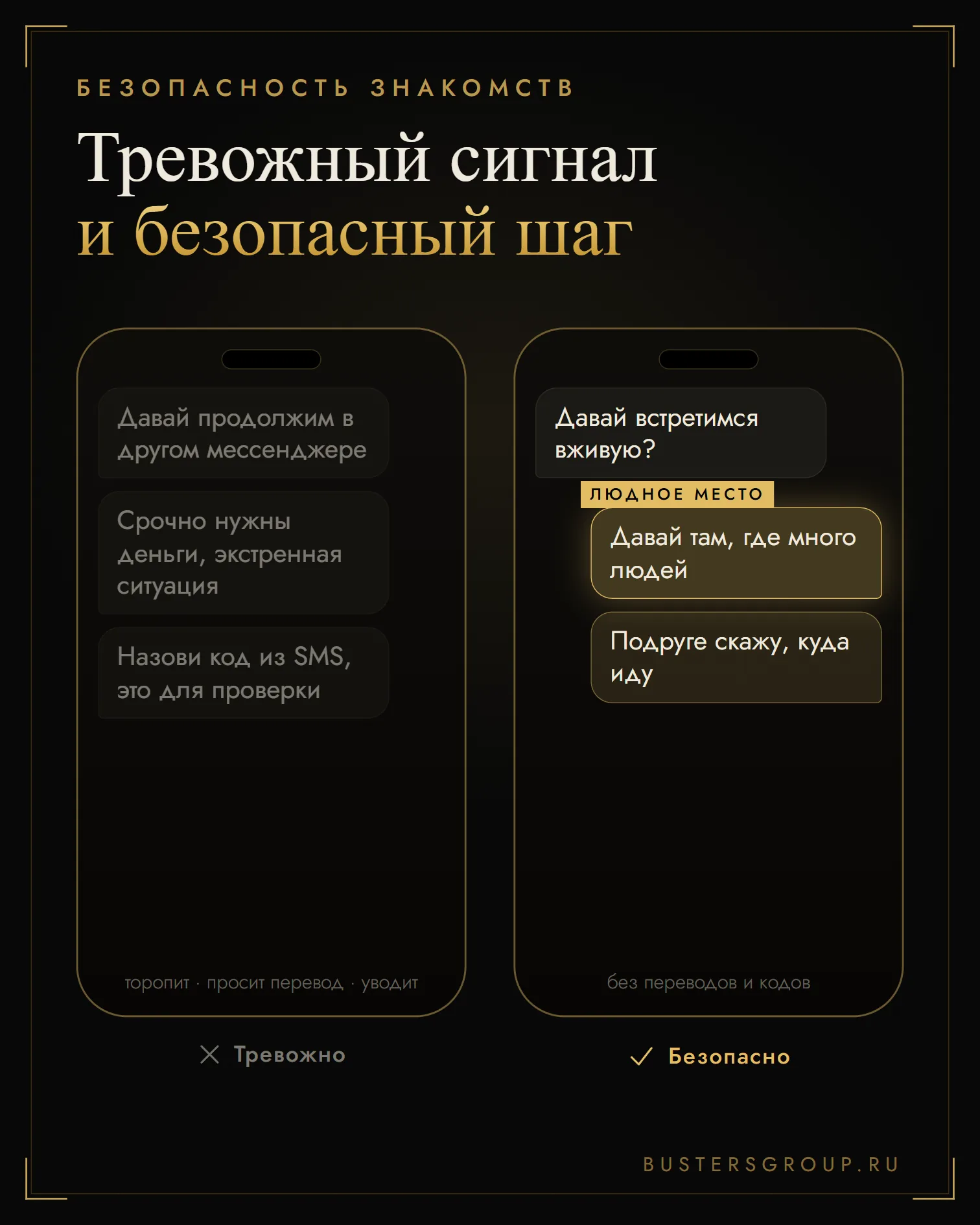Переписка на сайте знакомств: просьба денег и кода из SMS против встречи в людном месте
